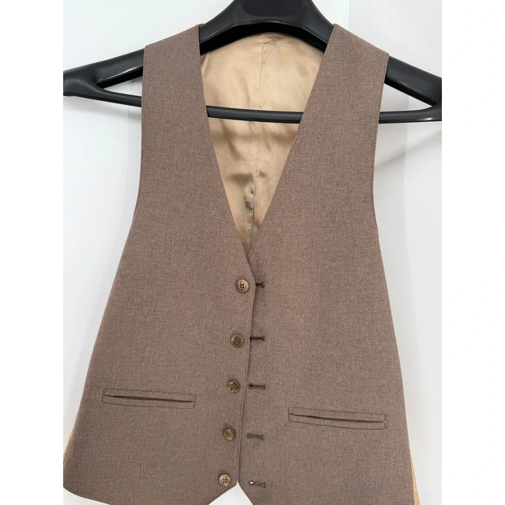 Vtg‎ 70s Johnny Carson 3-Piece Suit Tan/Beige Blazer Vest Pants Union Made